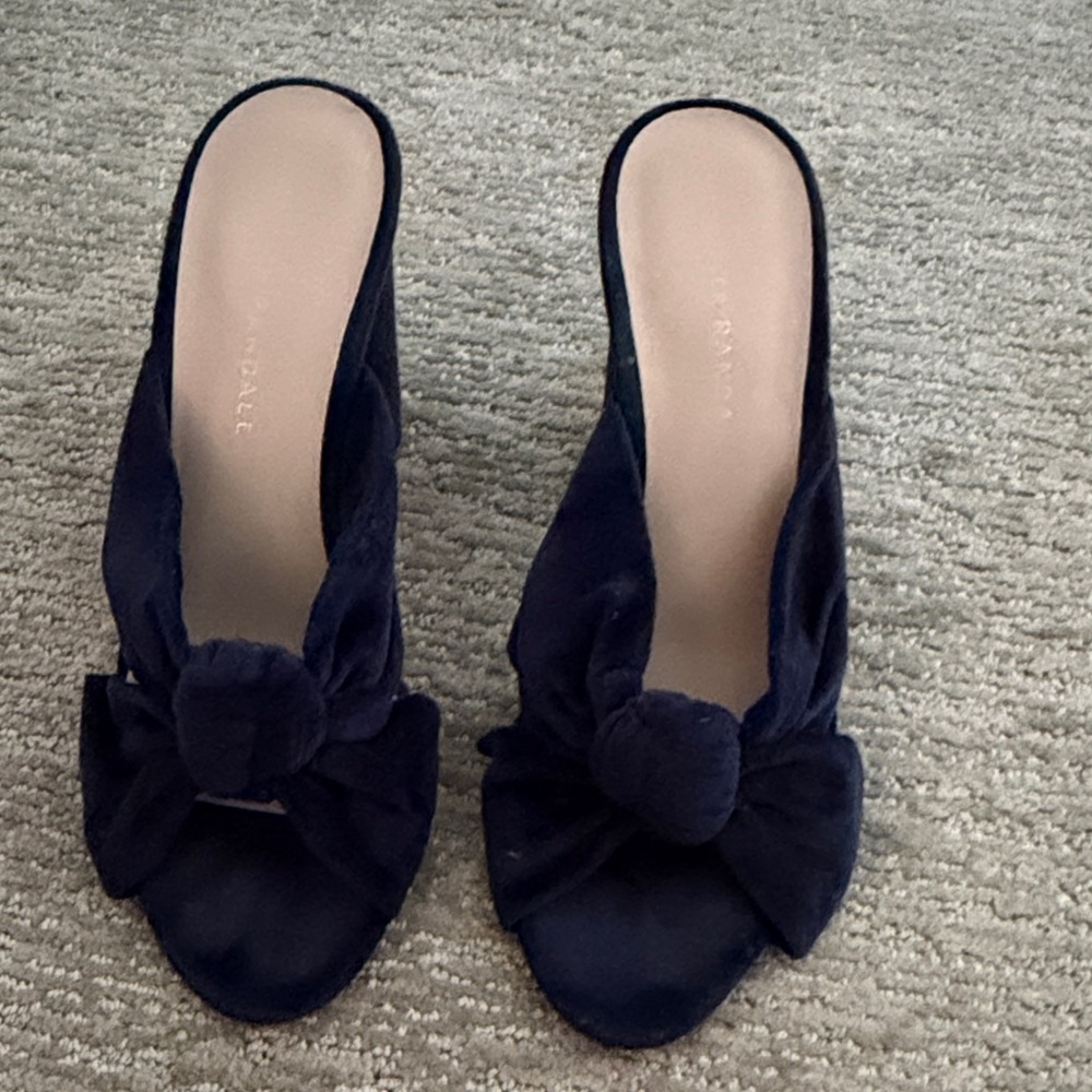 Loeffler Randall Navy Blue Velvet Mules